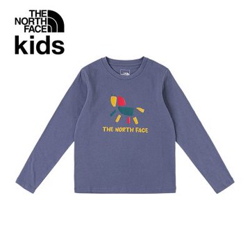【The North Face 官方旗艦】新年款-北面兒童紫色純棉長袖上衣｜8DR1BTR