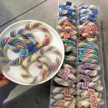臺灣出貨⚡甜美糖果色可愛笑臉髮圈高彈力紮頭髮髮圈紮馬尾丸子頭橡皮筋髮繩 TTAQ