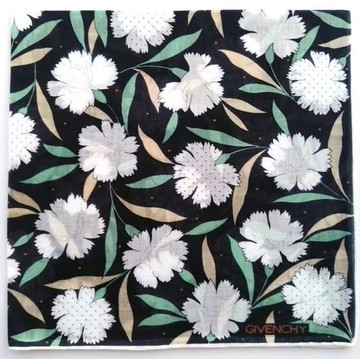 Givenchy 古董印花手帕 康乃馨花飾 禮物贈佳人 18 x 18 英吋