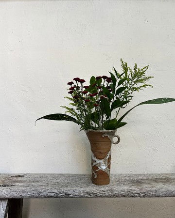 流白 單耳 花器 花瓶 零三 | 陶器皿