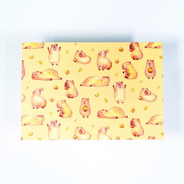 【水豚寶寶愛吃水果】水彩插畫 花樣明信片 可愛 小動物 卡皮巴拉