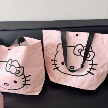 ✨臺灣出貨✨ins風粉色Hello Kitty禮品袋服飾店高檔手提袋編織袋禮品袋收納袋