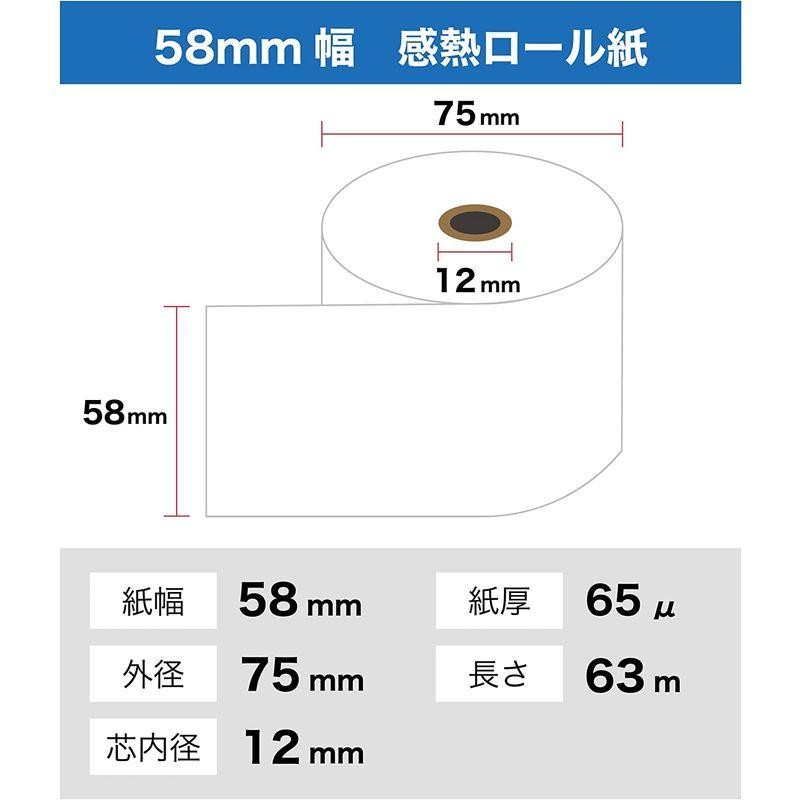 感熱ロールペーパー (幅58mm×外径75mm×内径12mm) (80個) S587518