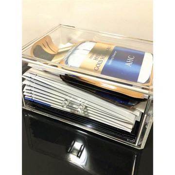 面膜收納盒化妝品口紅防塵抽屜式整理口罩盒透明馬克筆文具吧唧盒