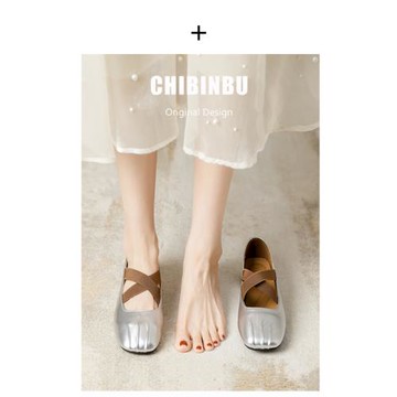 真皮法式芭蕾舞單鞋女2025春季新款交叉方頭復古淺口瑪麗珍鞋銀色