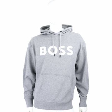 BOSS 白轉印字母灰色連帽運動衫 大學T(男款)