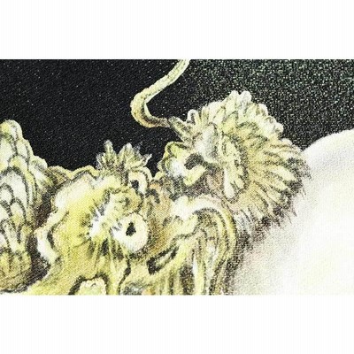 正絹 手描き名古屋帯 妙心寺法堂雲龍図 黒 染帯 九寸帯 未仕立 日本製 