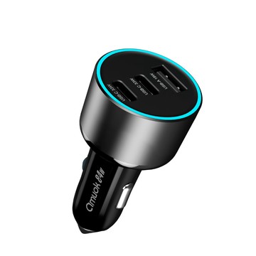 amuok 84W 車載三孔快充器  (Type-C+Type-C+USB)
