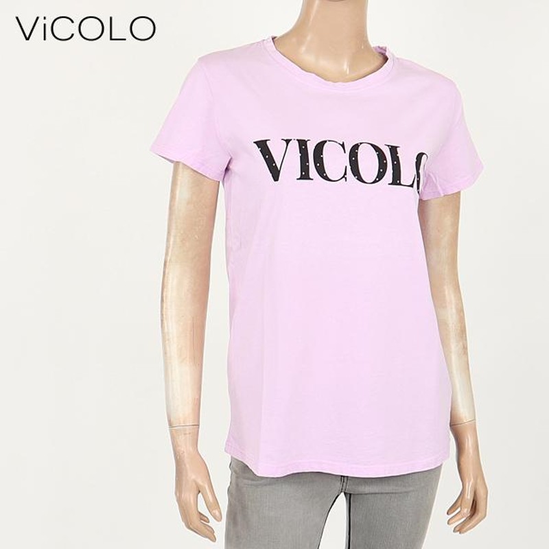 ヴィコロ（ViCOLO）レディース 半袖Tシャツ パープル系 ロゴプリント