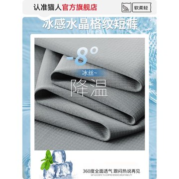 貓人冰絲休閑男士短褲2025新款夏季直筒寬松速干運動五分褲子薄款