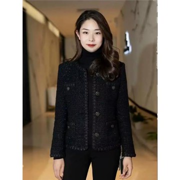 華來阿瑪施特2025年秋冬季新款長袖短款毛呢寬松小香風外套女夾克