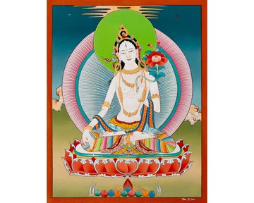 藏傳白度母唐卡 – 長壽、療癒與覺悟女神