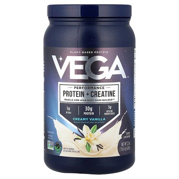 Vega, 植物基表現提升蛋白質 + 肌酸，奶油香草味，1 磅 6 盎司（624 克）