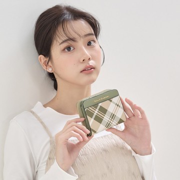 【金安德森】Xylia 經典格紋壓釦式短夾-羅勒綠