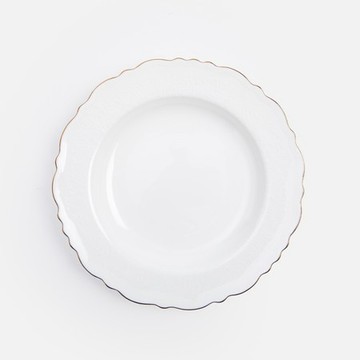 克萊歐骨瓷深盤23.6cm 花邊白