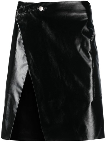 Rick Owens - faux leather wrap skirt - men - Cotton/Viscose/Polyurethane/Cupro - 46 - Black