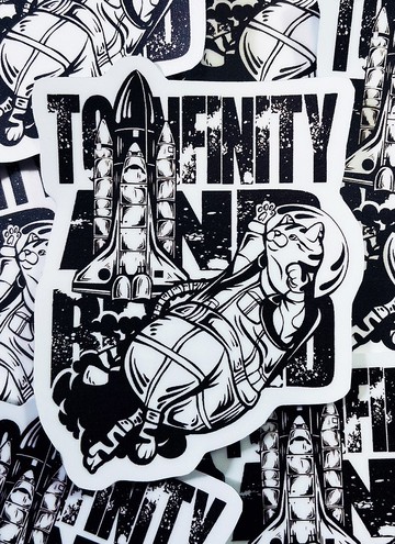 太空人貓咪 貓 貼紙 黑白美式風格貼紙 -霧面 厚磅 超耐磨貼紙 防