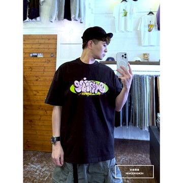 『老爺有喜』重磅S塗鴉英字短T(NOF25038150)-黑