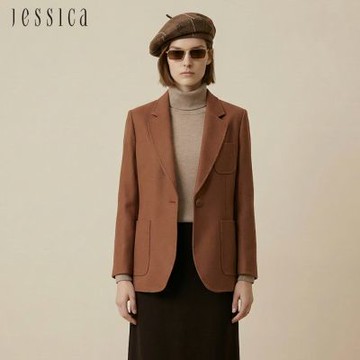 JESSICA RED- 通勤經典翻領單粒扣西裝外套R55004（卡其）