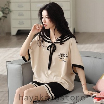 ヴィジョン ストリートウェア レディース パジャマ 純綿 女性用パジャマ 夏 半袖 ショーツ ツーピース カジュアルファッション ホームウェア 通気性 屋外で着用可能 通販 Lineポイント最大get Lineショッピング