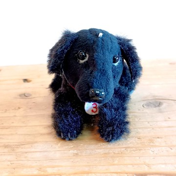 蓬鬆拉布拉多 黑 玩偶 趴臥狗狗 填充玩偶 鑰匙圈