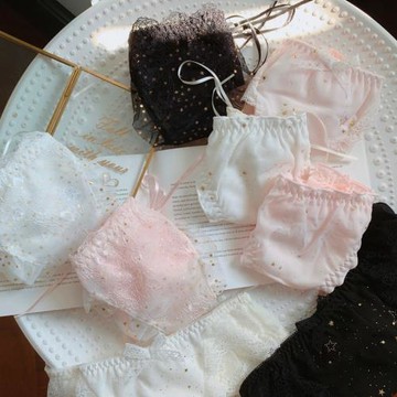 桃蜜糖內褲女蕾絲少女日系可愛學生純棉檔甜美純色綁帶女士三角褲