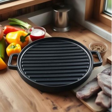 鑄鐵烤盤家用圓形雙面韓式煎蛋烤肉戶外卡式爐平底鍋牛排煎鍋