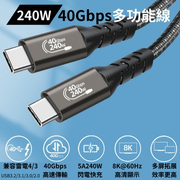 【台灣現貨】 USB4 PD240W 快充 8K投影線 雙頭Type-C 超級充電線 PD線