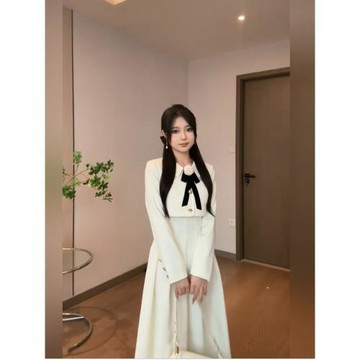 大碼法式小香風高級感氣質外套女秋季名媛吊帶連衣裙富家千金套裝