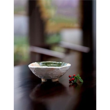 日本制手繪織部米飯碗刺身缽碗復古風厚重圓形甜品碗中號沙拉碗