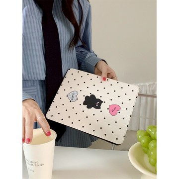 愛心小黑貓鏡面 平板保護套 帶筆槽 適用於iPad10 9 8 7 6 pro Air3 Air4 Air5 mini6