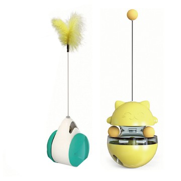 【P&H寵物家】平衡車貓玩具x1+貓漏食玩具x1(逗貓玩具/逗貓棒/貓漏食玩具)