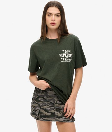 Superdry Women's Oversized Machined Goods Workwear T-shirt Green Size: L
