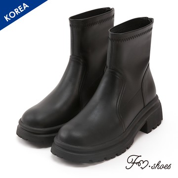 FM SHOES 防潑水厚底鋸齒工程靴 黑