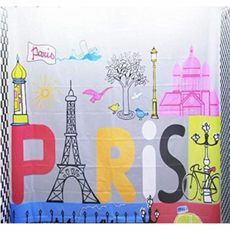 シャワーカーテン カラフル Paris パリ イラスト 通販 Lineポイント最大1 0 Get Lineショッピング