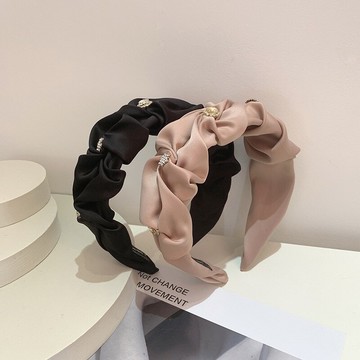 帶鉆褶皺發箍女夏季薄款頭箍寬邊發卡發帶網紅年新款增高顱頂