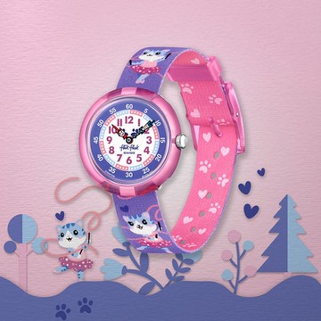 FlikFlak 兒童手錶 BALLERICHAT 芭蕾舞貓咪 兒童禮物/安全防水/瑞士製造 FBNP208 (31.85mm)