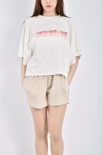 (L) hang ten質感棉質短袖印花白色短袖上衣