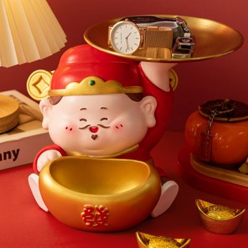 【匠俱】財神爺擺件 入戶放鑰匙收納 辦公室桌面裝飾品 開業喬遷禮物-收納財神爺擺件