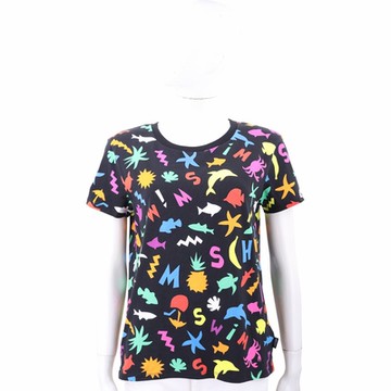 MOSCHINO Swim 彩色夏日圖騰黑色棉質短袖TEE T恤
