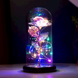 彩燈款  永生玫瑰 乾燥花 玫瑰花束 永生花玻璃鐘罩 情人節禮物 母親節禮物