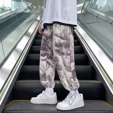 夏季原宿ins扎染子男潮牌抽嘻哈版潮流束九分