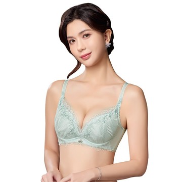 SWEAR 思薇爾 波光羽蔓系列 B-E罩 軟鋼圈 涼感 蕾絲 刺繡 集中 包覆 女內衣 (映水綠)