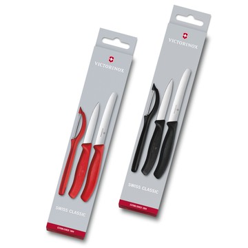 VICTORINOX瑞士維氏Swiss Classic 削皮刀具組與削皮器3件組 紅/黑任選 (67111.31)