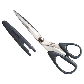 日本CANARY 居家裁縫剪刀 附安全刀套  藍色手柄  1支