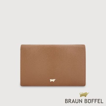 【BRAUN BUFFEL 德國小金牛】台灣總代理 潘-A 11卡兩折中夾-麥色/BF869-501-BRA