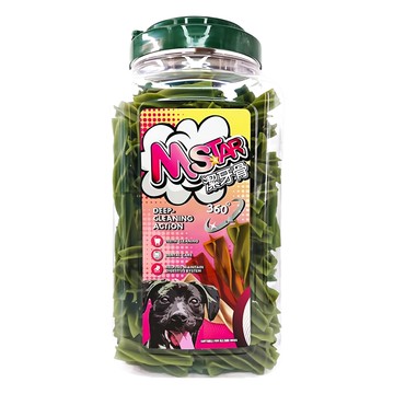 M Star 四星潔牙骨 S桶裝 - 草本 韌性柔軟 物理性潔牙 維持口腔健康 多功能潔牙零食  1.3kg  1桶