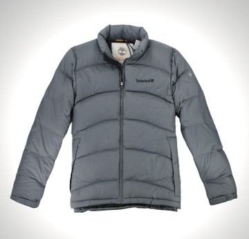 美國百分百【全新真品】Timberland 羽絨外套 80%羽絨 夾克 立領 灰色 外衣 類輕量 男款 L號 B933