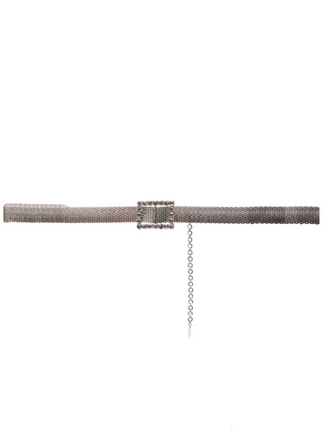 Alessandra Rich - crystal-buckle box-chain belt - women - Brass/glass - One Size - Silver