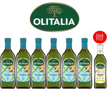 Olitalia奧利塔玄米油1000mlx6瓶禮盒組+贈高溫專用葵花油500mlx1瓶